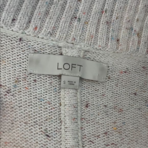 LOFT Speckled Cream Cowl Neck Sweater - Picture 2 of 2